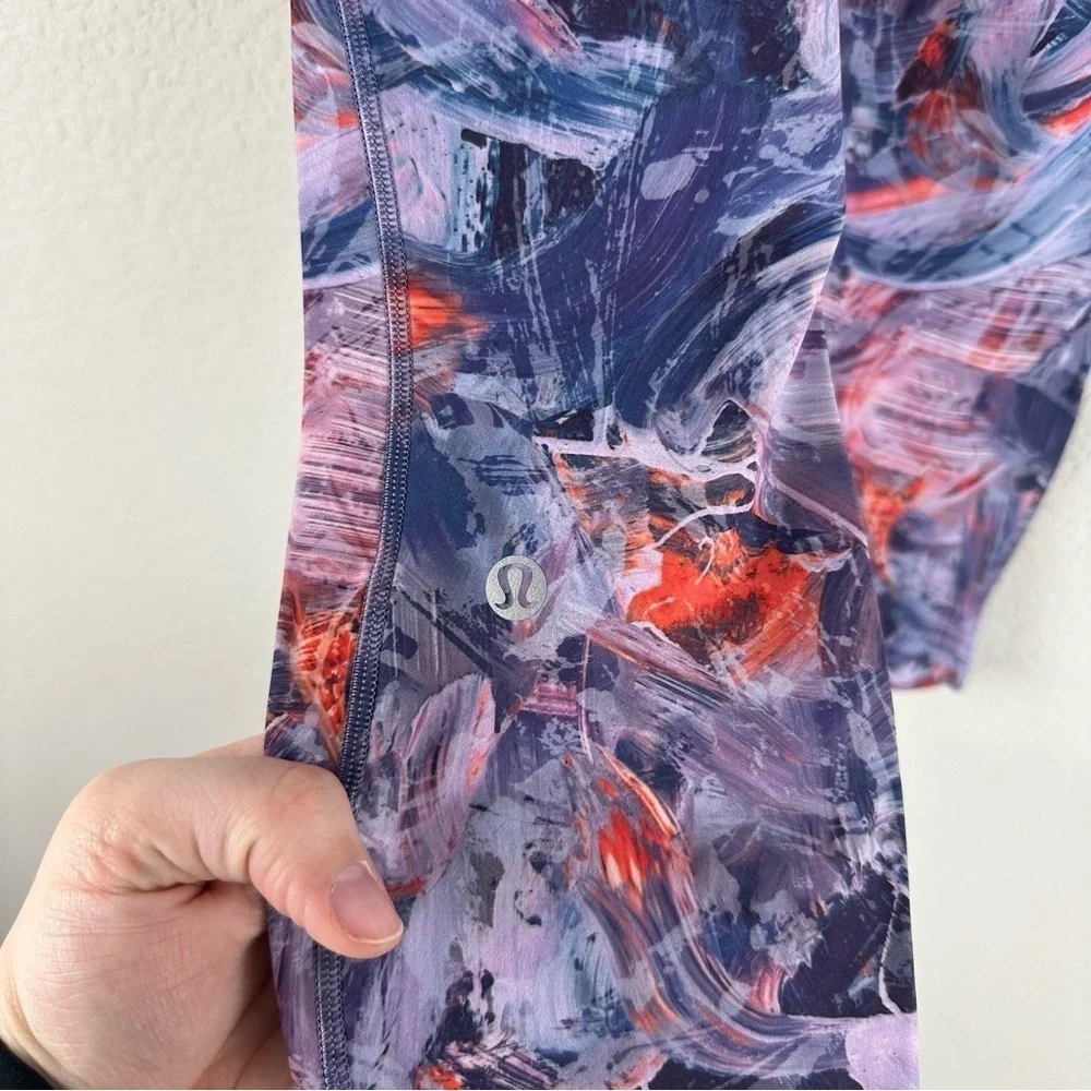 Lululemon Atmostpheric Purple Orange Base Pace Brushed Nulux Crop Leggings 0